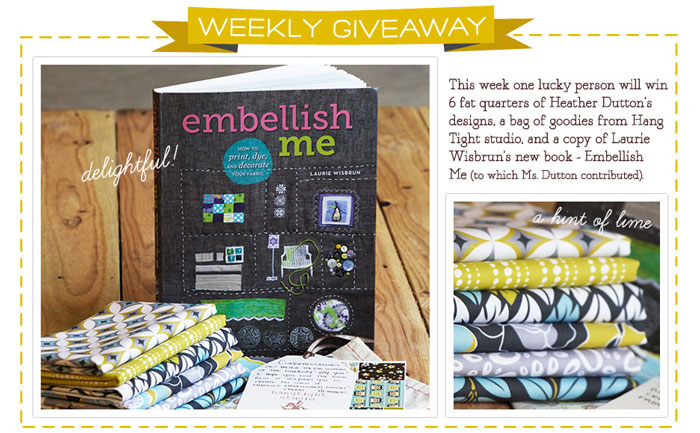 Embellish Me Book and Heather Dutton Fat Quarter Bundle Giveaway